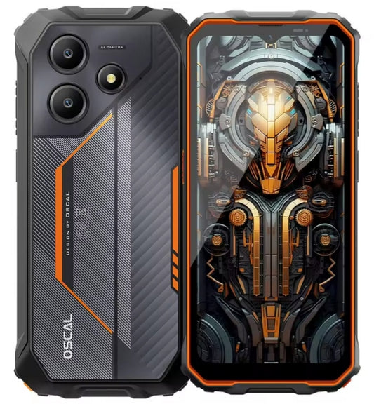 Blackview OSCAL Marine 2 Rugged 4G Android 15 Smartphone 6.56inch HD Screen RAM 4GB+64GB ROM (Orange) Smartphone + FREE BT Earphones + FREE US Plug Adapter