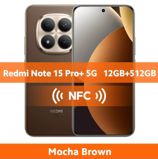 Xiaomi  Redmi Note 15 Pro Plus Global Version Brown Smartphone Facial Recognition & Fingerprint Unlock Function Dust Water & Scratch Resistant HD Screen Super/Fast Charging (RAM 12GB+512GB) Smartphone smp