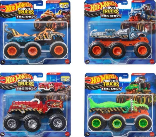 2025 Hot Wheels Monster Trucks Big Rigs "F-set of 4" Toy Cars tys crs