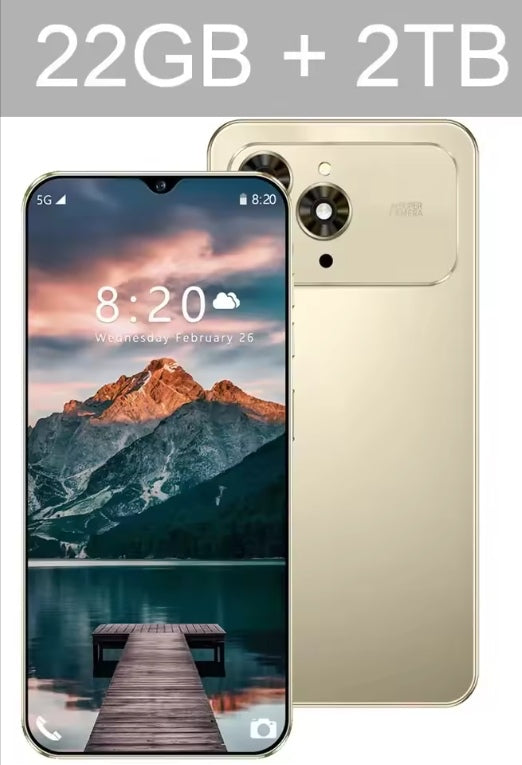 i17Pro Max HD 7.3inch Android 22GB+2TB (Gold) Smartphone smp