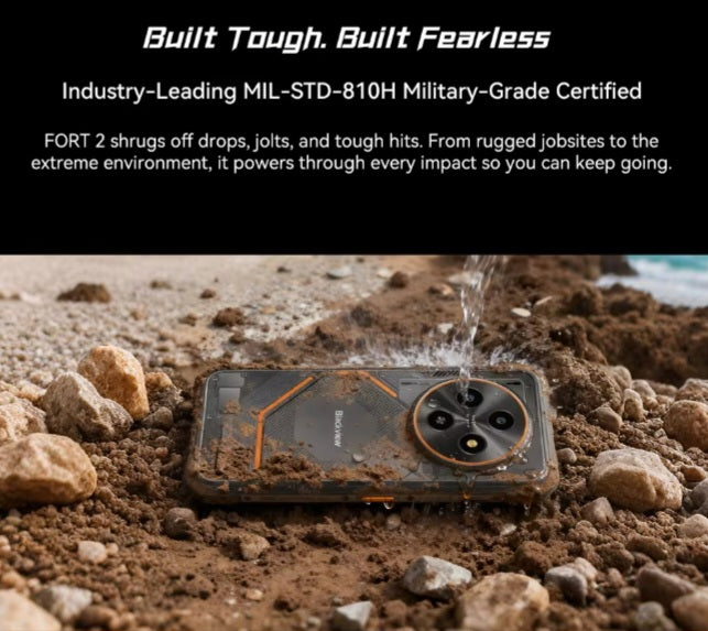 Oscal Blackview Fort 2 Smartphone Facial Recognition & Fingerprint Unlock Function Dust Water & Scratch Resistant (256GB ROM) Black Smartphone + FREE W90 Pro Watch smp