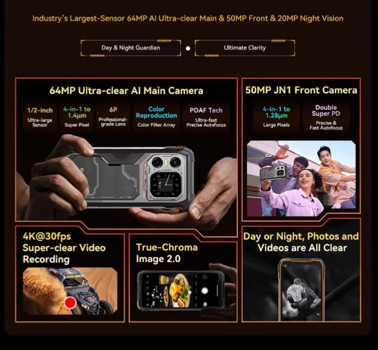 Blackview EXPLORE 1 Waterproof Global Version 5G Android 16GB+512GB (Orange) Smartphone + FREE TWS Airbuds200. smp
