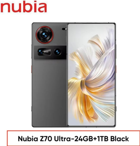 Nubia Z70 Ultra 5G Smartphone Global Version Facial Recognition & Fingerprint Unlock Function Dust Water & Scratch Resistant HD Screen Super/Fast Charging (RAM 24GB+1TB ROM) (Black) Smartphone smp