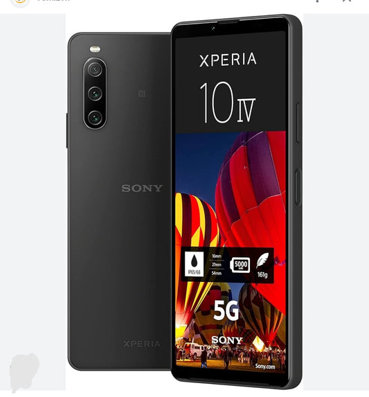 Sony Xperia 10 IV 5G Smartphone Water Resistant Dustproof Fingerprint Unlock Function HD Screen Super/Fast Charging Global Version (XQ-CC54 Charger) (Black) Smartphone smp