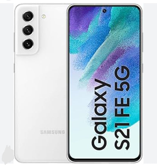 Samsung Galaxy S21 FE 5G Smartphone Facial Recognition & Fingerprint Unlock Function Dust Water & Scratch Resistant HD Screen Super/Fast Charging (128GB Full Set) (White) Smartphone smp