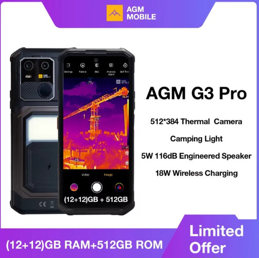 AGM G3 Pro 5G Rugged Global Version Smartphone Facial Recognition & Fingerprint Unlock Function Dust Water & Scratch Resistant HD Screen Super/Fast Charging Smartphone smp