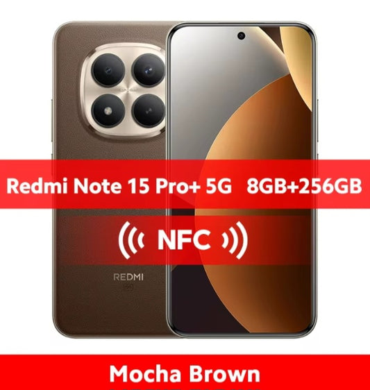Xiaomi  Redmi Note 15 Pro Plus Global Version Brown Smartphone Facial Recognition & Fingerprint Unlock Function Dust Water & Scratch Resistant HD Screen Super/Fast Charging (RAM 8GB+256GB) Smartphone smp