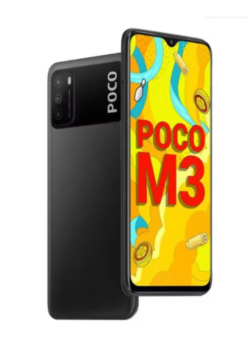 Xiaomi Poco M3 4G Global Version Black Smartphone Facial Recognition & Fingerprint Unlock Function Dust Water & Scratch Resistant HD Screen Super/Fast Charging (RAM 4GB+128GB ROM) Smartphone. smp