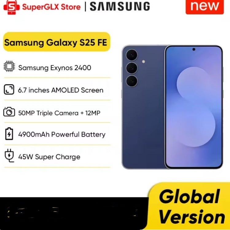 Samsung Galaxy S25 FE Smartphone Samsung Exynos 2400 Global Version 6.7inch HD Screen RAM 8GB+256GB ROM (White) Smartphone smp
