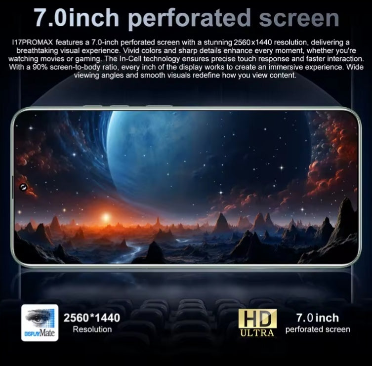 2026 I17 Pro Max HD 7.3inch Android 12GB+512GB (White) Smartphone smp