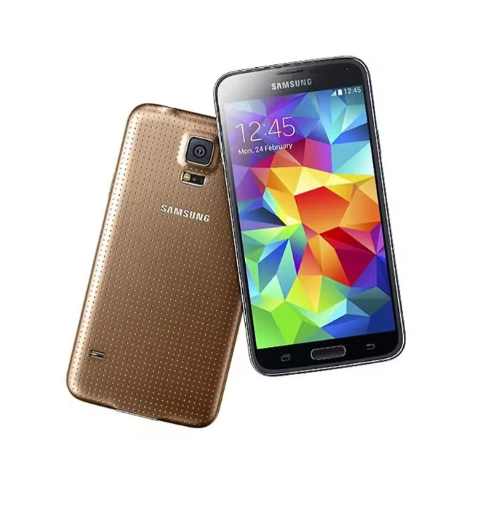 Samsung Galaxy S5 LTE Global Version Gold Smartphone Dust Water & Scratch Resistant HD Screen Super/Fast Charging Smartphone. smp