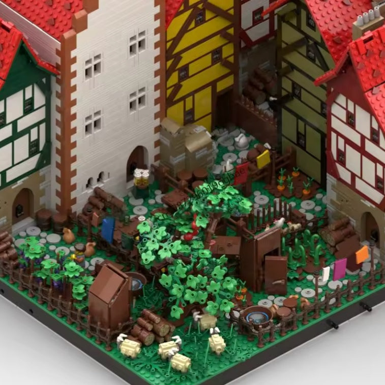 European Medieval Street View Town & Market Building Blocks Set Toys tys bbs