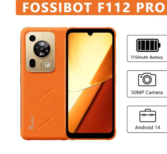 FOSSIBOT F112 Pro 5G Rugged Global Version Orange Smartphone Facial Recognition & Fingerprint Unlock Function Dust Water & Scratch Resistant HD Screen Super/Fast Charging Smartphone smp
