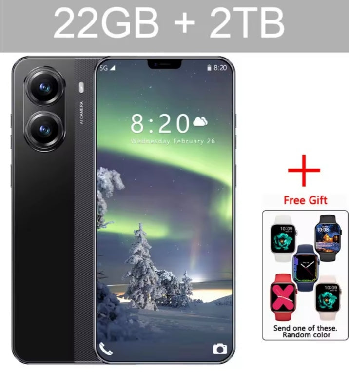 NEW X7 Pro 7.0 HD Global Edition 22GB 2T Android Facial Recognition Function (Black) Smartphone + FREE Smartwatch. smp