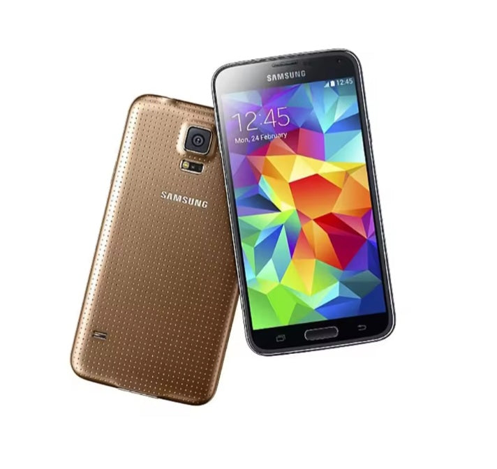 Samsung Galaxy S5 Global Version Gold Smartphone Dust Water & Scratch Resistant HD Screen Super/Fast Charging Smartphone. smp