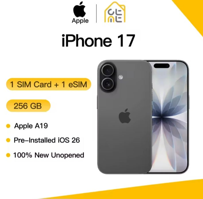 Apple iPhone 17 Black Smartphone Dust Water & Scratch Resistant HD Screen Super/Fast Charging Smartphone (256GB ROM). smp