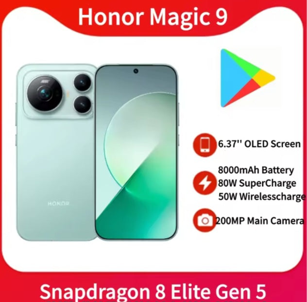 Honor Magic 9 Chinese Version Green Smartphone Facial Recognition & Fingerprint Unlock Function Dust Water & Scratch Resistant HD Screen Super/Fast Charging Smartphone (RAM 16GB+1TB ROM). smp