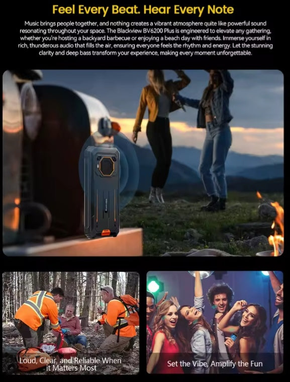 Blackview BV6200 Plus 4G Android 14 Smartphone 6.56inch Screen RAM 8GB+256GB ROM (Black) Smartphone smp
