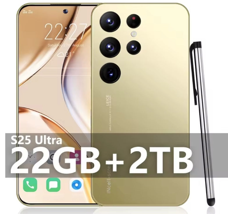 2025 High Quality LCD Screen S25 Ultra 7.3 Inch 22GB (Gold) Smartphone smp
