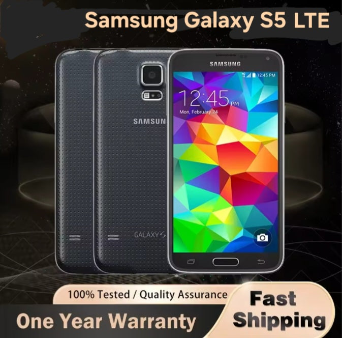 Samsung Galaxy S5 LTE Global Version Gold Smartphone Dust Water & Scratch Resistant HD Screen Super/Fast Charging Smartphone. smp
