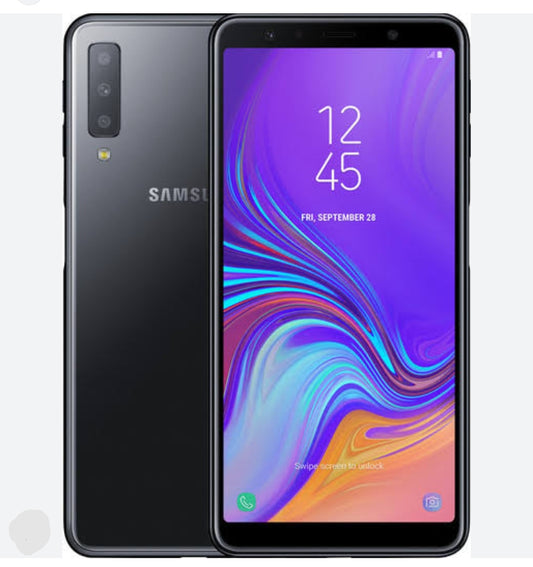 Samsung Galaxy A7 4G LTE Global Version Smartphone Facial Recognition & Fingerprint Unlock Function Dust Water & Scratch Resistant HD Screen Super/Fast Charging (64GB) Full Set Black Smartphone smp