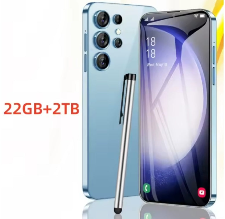 2026 HOT S27 Ultra 7.3 inch HD 4K 5G Android 13 22GB+2TB (Blue) Smartphone smp