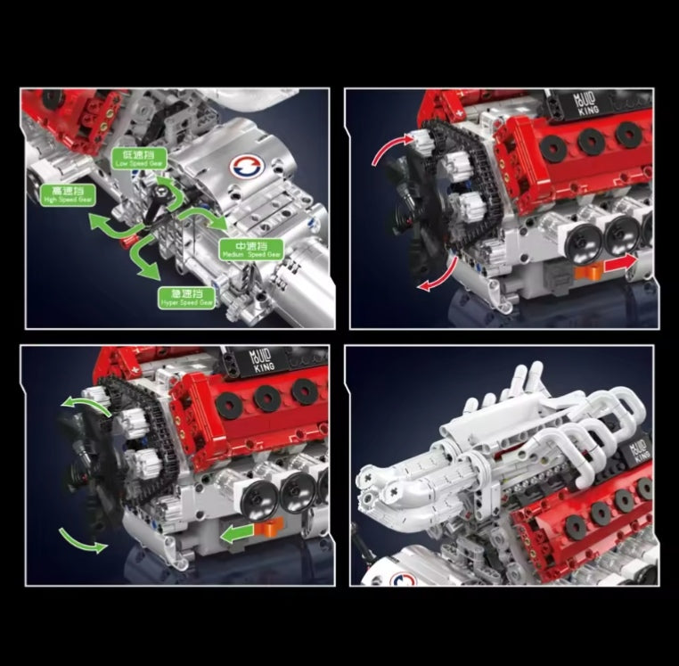 Mould King V12 Engine Building Blocks Set Toys (without box) tys bbs