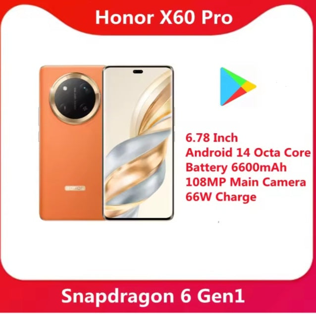 Honor X60 Pro 5G Chinese Version Black Smartphone Facial Recognition & Fingerprint Unlock Function Dust Water & Scratch Resistant HD Screen Super/Fast Charging (RAM 12GB+512GB ROM) Smartphone smp