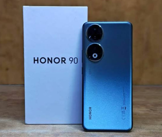 Honor 90 5G Chinese Version Blue Smartphone Facial Recognition & Fingerprint Unlock Function Dust Water & Scratch Resistant HD Screen Super/Fast Charging Smartphone (RAM 12GB+256GB ROM) + FREE Headphones smp
