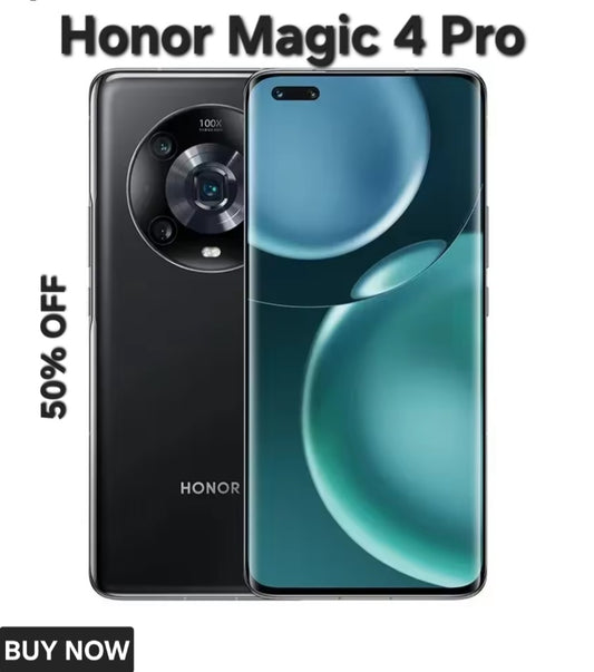 Honor Magic 4 Pro 5G Chinese Version Black Smartphone Facial Recognition & Fingerprint Unlock Function Dust Water & Scratch Resistant HD Screen Super/Fast Charging (RAM 12GB+256GB ROM) Smartphone. smp