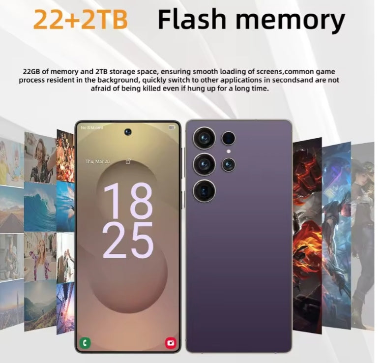2025 S26 Ultra 7.3inch HD 4G 5G Android 16GB+1T (Purple) Smartphone smp
