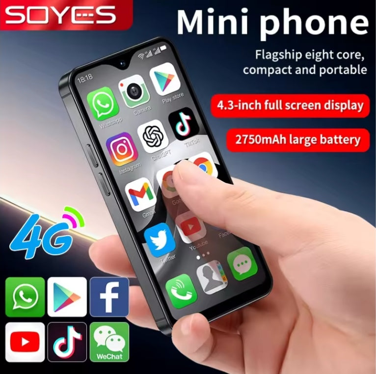 SOYES F9 Max 4G LTE Mini Smartphone 4.3inch Screen RAM 4GB+64GB ROM Android 12 (Blue) Smartphone smp