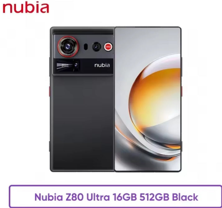 Nubia Z80 Ultra 5G Smartphone Global Version Snapdragon 8 Elite Gen 5 SuperCharge 6.85inch Screen RAM 16GB+512GB ROM (Black) Smartphone + FREE Phone Case. smp