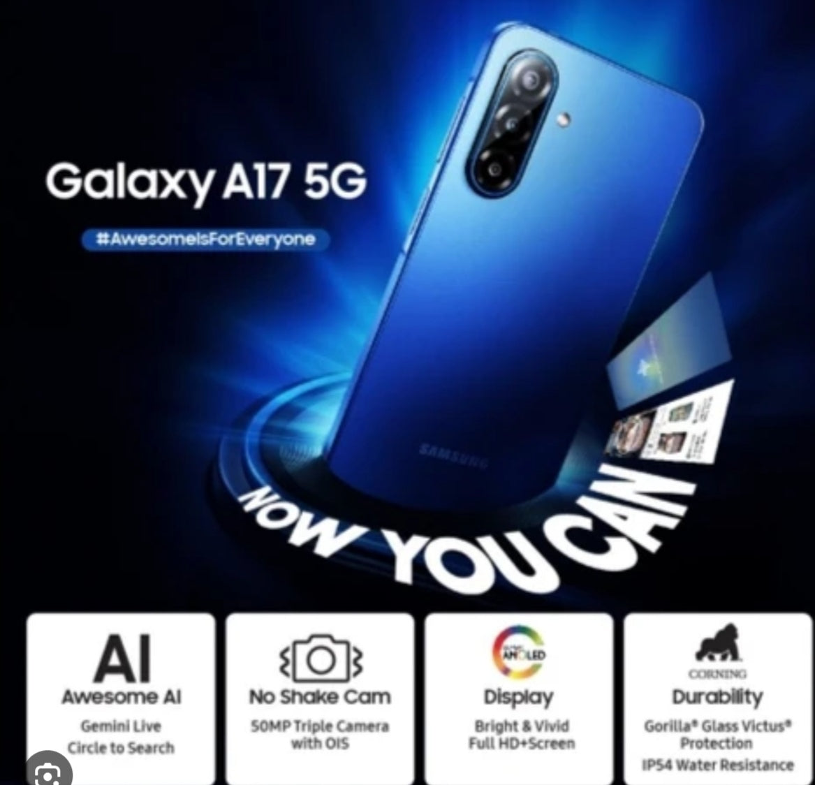Samsung Galaxy A17 5G Android Smartphone Water Resistant RAM 4GB+64GB ROM (Randomly Selected Colors) Smartphone smp