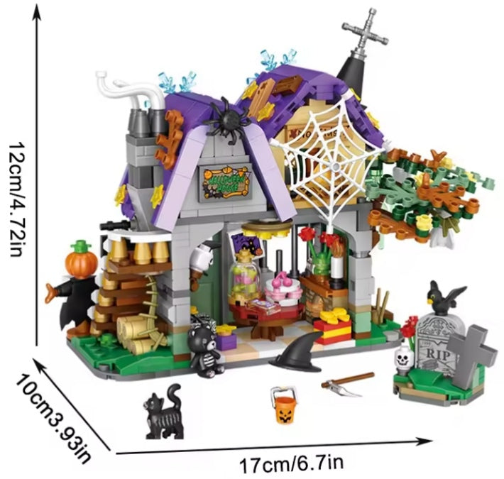 Children's Halloween Haunted House Building Blocks Set Toys (with box) tys bbs