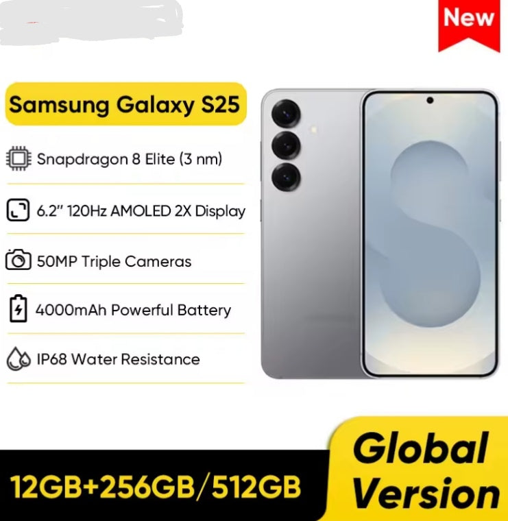 Samsung Galaxy S25 AI Global Version Waterproof Smartphone Snapdragon 8 6.2inch HD Screen RAM 12GB+256GB ROM (Mint) Smartphone smp