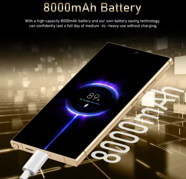 S27 Ultra Global Edition Facial Recognition Function Smartphone 7.3inch HD Screen RAM 22GB+2TB ROM (Silver) Smartphone smp