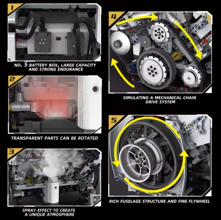 Remote Controled Motorized V8 Engine Building Block Set Toys For Adult Kids tys bbs crs