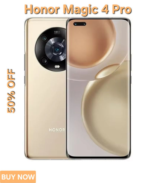 Honor Magic 4 Pro 5G Chinese Version Gold Smartphone Facial Recognition & Fingerprint Unlock Function Dust Water & Scratch Resistant HD Screen Super/Fast Charging (RAM 12GB+256GB ROM) Smartphone. smp