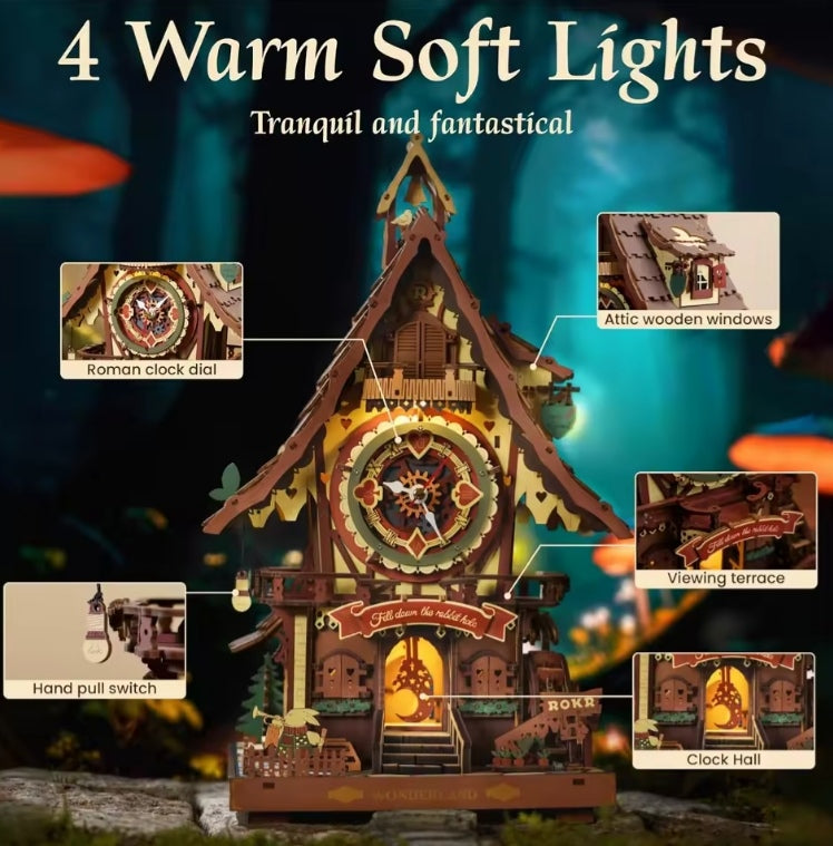 Black Forest Style 3D Wooden Puzzle Cuckoo Clock With Working Bird Building Blocks Set Toys tys bbs