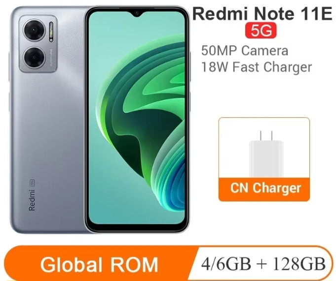 Xiaomi Redmi Note 11E 5G Global Version Black Smartphone Dust Water & Scratch Resistant HD Screen Super/Fast Charging Smartphone (RAM 4GB+128GB ROM. smp