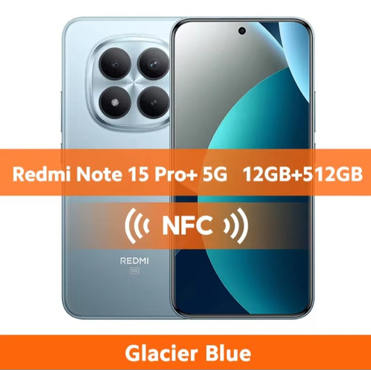 Xiaomi  Redmi Note 15 Pro Plus Global Version Blue Smartphone Facial Recognition & Fingerprint Unlock Function Dust Water & Scratch Resistant HD Screen Super/Fast Charging (RAM 12GB+512GB) Smartphone smp