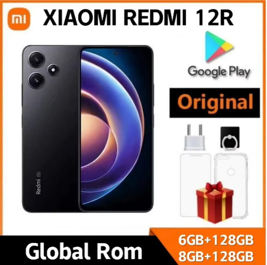 Xiaomi Redmi Note 12R Global Version Black Smartphone Facial Recognition & Fingerprint Unlock Function Dust Water & Scratch Resistant HD Screen Super/Fast Charging (RAM 4GB+128GB ROM) Smartphone + FREE Gift. smp