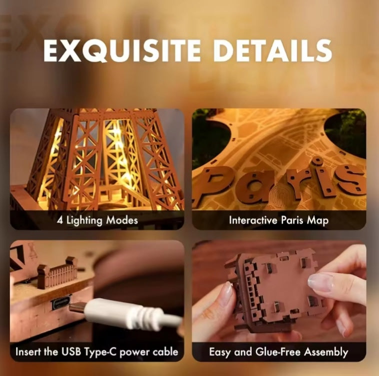 3D Night Mode Eiffel Tower Building Kit tys bbs