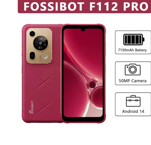 FOSSIBOT F112 Pro 5G Rugged Global Version Red Smartphone Facial Recognition & Fingerprint Unlock Function Dust Water & Scratch Resistant HD Screen Super/Fast Charging Smartphone smp