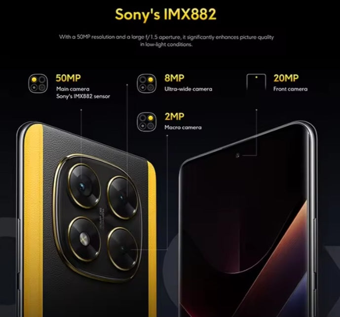 Xiaomi Poco X7 5G Global Version Black Smartphone Facial Recognition & Fingerprint Unlock Function Dust Water & Scratch Resistant HD Screen Super/Fast Charging (RAM 12GB+512GB ROM) Smartphone. smp