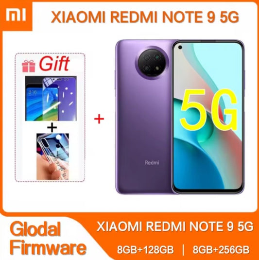 Xiaomi Redmi Note 9 5G Global Version Purple Smartphone Facial Recognition & Fingerprint Unlock Function Dust Water & Scratch Resistant HD Screen Super/Fast Charging (RAM 6GB+128GB ROM) Smartphone + FREE Gift. smp