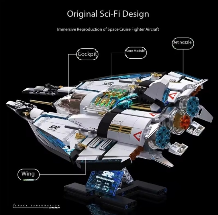 Sci-fi Star Cruiser With Rotating Cockpit Building Blocks Set Toys tys bbs