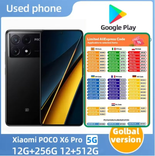 Xiaomi Poco X6 Pro 5G Global Version Gray Smartphone Facial Recognition & Fingerprint Unlock Function Dust Water & Scratch Resistant HD Screen Super/Fast Charging (RAM 16GB+512GB ROM) Smartphone. smp