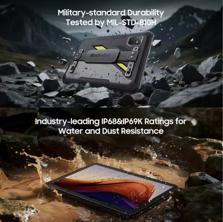 Blackview Active 7 Rugged 11inch Tablet RAM 24GB+128GB ROM Global Version Android 15 NFC (Black) Tablet tbt